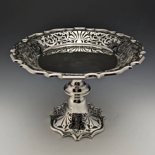 1908年 英国アンティーク 純銀製コンポート 527g Walker and Hall